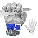 Brevanza schnittschutzhandschuhe, kettenhandschuh, schnittfeste handschuhe küche level 9, schnitzhandschuhe edelstahl, austernhandschuh, küchenhandschuhe schnittfest mit Ininnenhandschuhe (Größe L)
