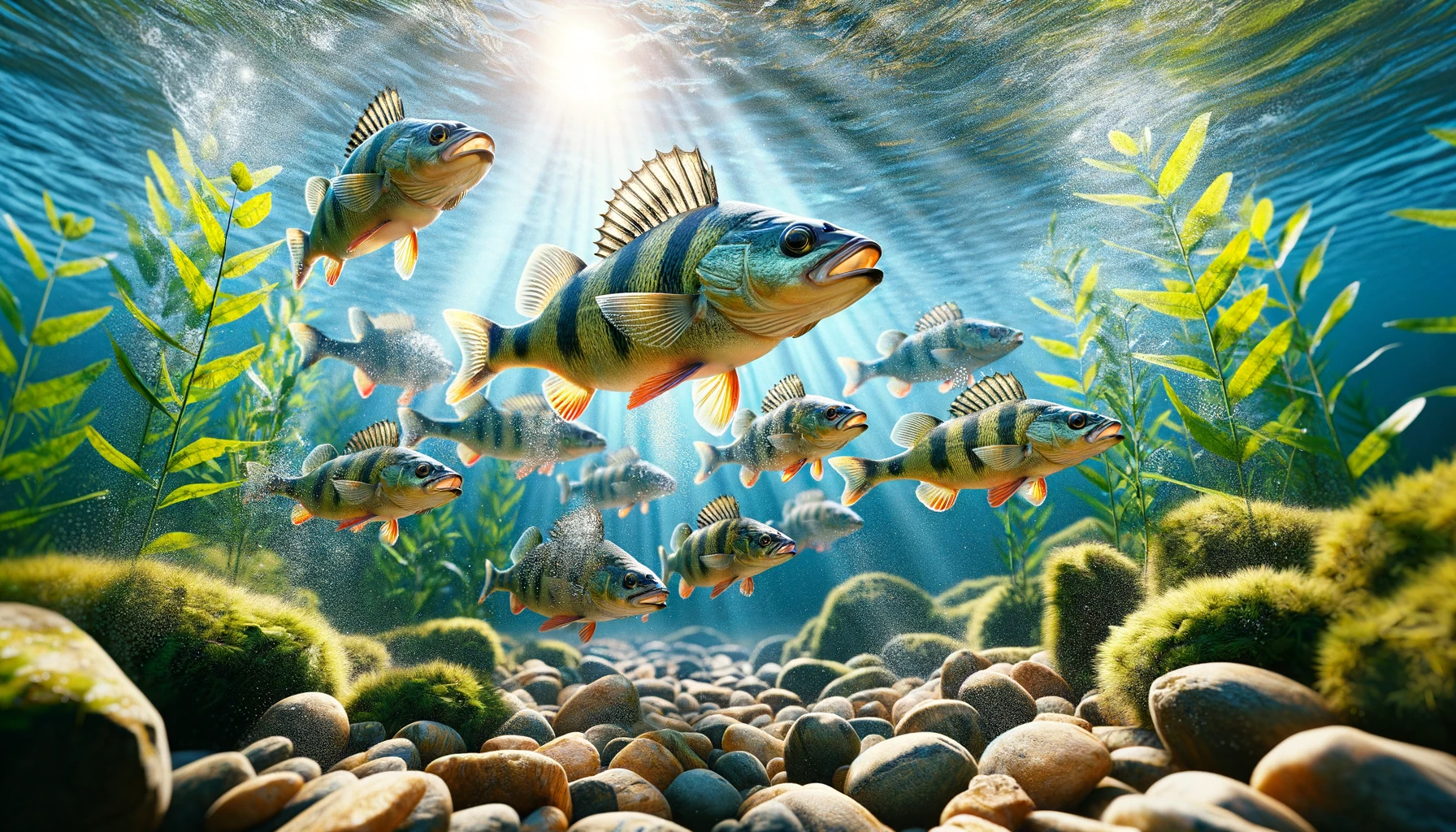 Flussbarsche im Wasser1